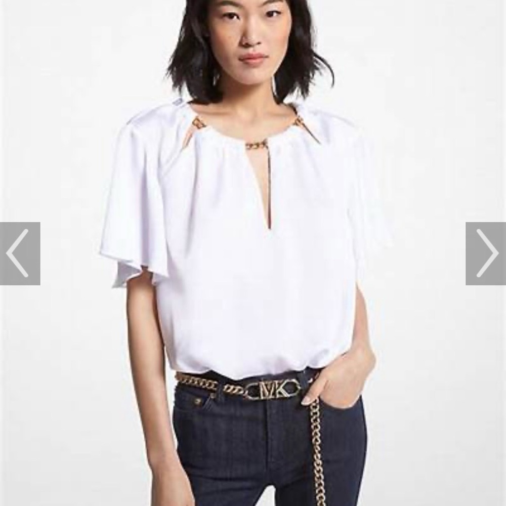 Michael Kors White Blouse with Gold Accents 3X